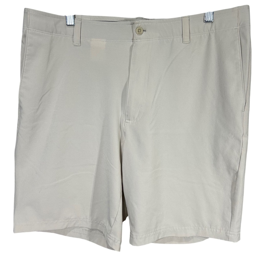 Grand Slam Mens Performance Golf Shorts Tan Khaki Stretch Size 38‎